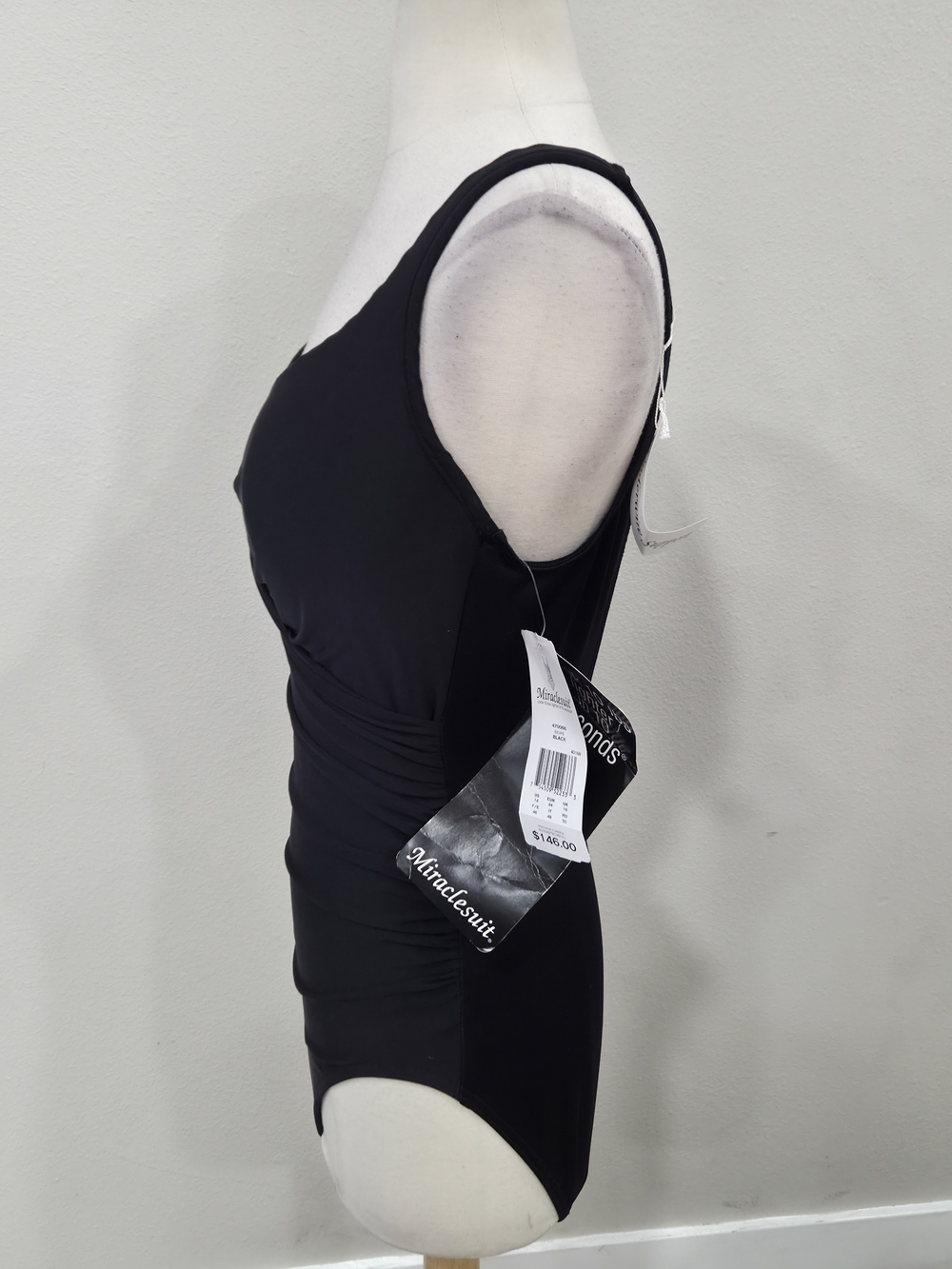 Miraclesuit Black V-Notch One-Piece Swimsuit with Ruching - Picture 5 of 9